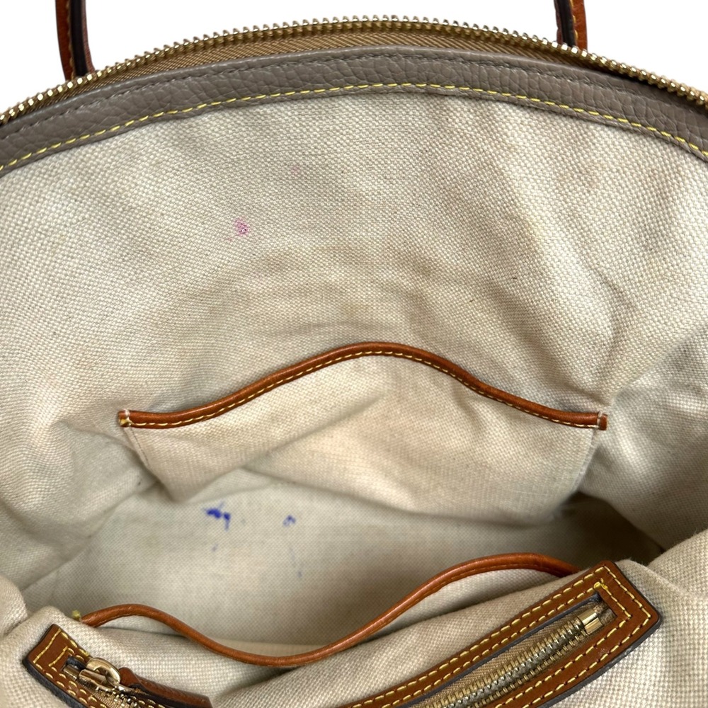 Dooney & Bourke Pebbled Leather Domed Satchel Taupe Brown Large Crossbody‎ Bag - Picture 13 of 15